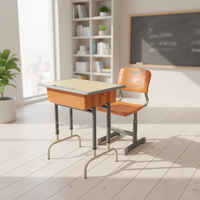 Ensemble bureau et chaise moderne en bois multi-usages pour étudiants avec tiroir de rangement orange pour l'école, la maison, l'hôpital et la salle de sport