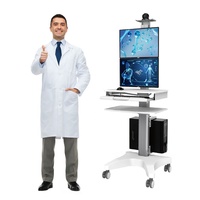 Chariot mobile réglable en hauteur chariot d'ordinateur médical chariot médical de levage avec 2 supports de moniteur laboratoire d'école de bureau