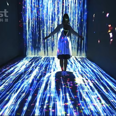 3D Visual Feast Flowers Waterfall Interactive Wall Projection Art Show Immersive Interactive Projection System
