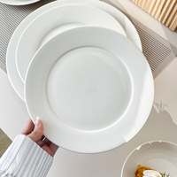 Assiettes rondes modernes en verre écologique de 10,5 pouces, blanches, avec motif personnalisé, émaillées, pour restaurants, mariages, hôtels