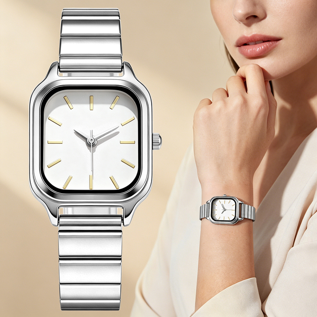 W176 Vintage Ladies Wrist Watches Alloy Bracelet Niche Luxury Square Analog Dial Quartz Alloy Fashion Charm Women Watches