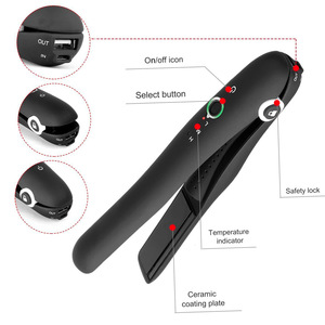 Mini Wireless Portable Rechargeable Hair Straightener Ceramic Coating Plate Temperature Display USB Power - Product Image 1