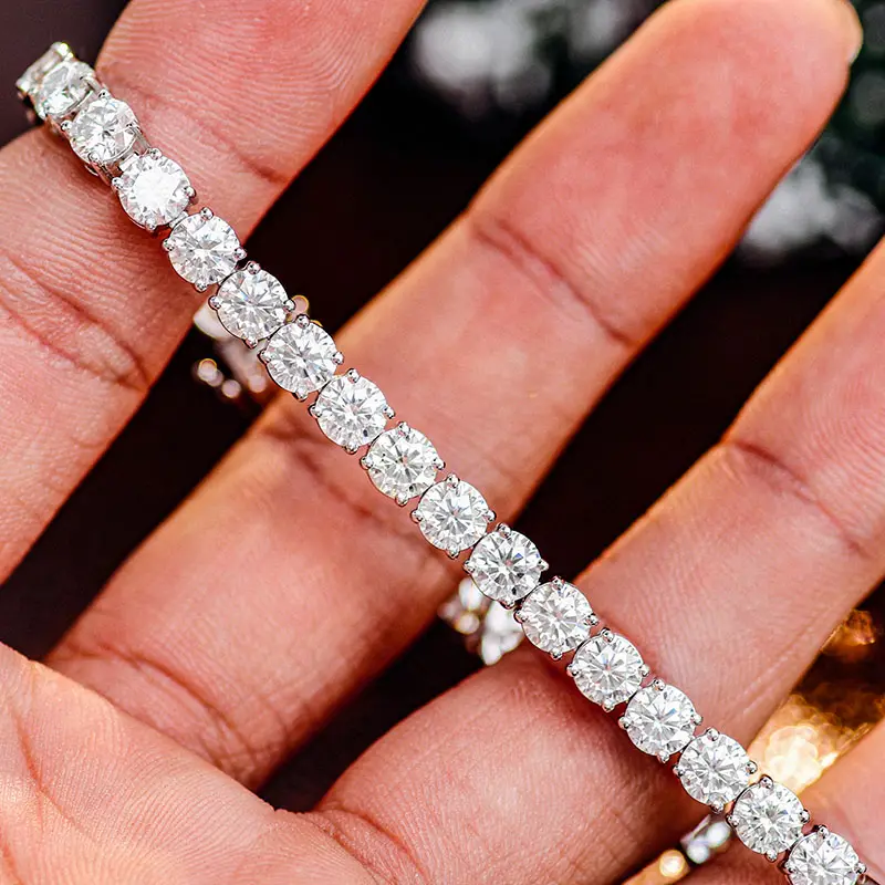 Sterling Zilver 14K Goud/Geel Verguld 7 ''2Mm Moissanite Diamanten Tennisarmband Vrouwen Geschenken