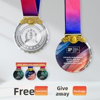 Médaille de trophée personnalisée en verre cristal créatif, or, pour la course, commémorative, badge de basketball, imprimé en couleur