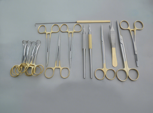 Kit d'instruments chirurgicaux pour stérilisation féline TC de haute qualité, 22 pièces, manche doré, en acier inoxydable allemand, réutilisable, autoclavable, CE - Product Image 2