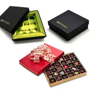 사용자 정의 로고 판지 두 조각 상자 종이 포장 초콜릿 트뤼플 이동식 뚜껑 단단한 선물 상자 목 구획 칸막이