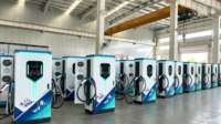 Borne de recharge rapide DC double pistolet 120kW 240kW personnalisée pour véhicules électriques, sur pied, pour centres commerciaux