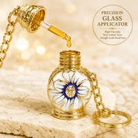 Huile Essentielle d'Attar d'Oud 100% Pure 3ml, Flacon Porte-clés Floral Émaillé avec Applicateur en Verre, Aromathérapie Orientale Boisée