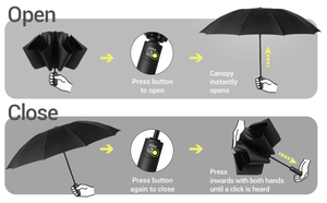<span class=keywords><strong>Parapluie</strong></span> de voyage moderne inversé compact coupe-vent automatique à cinq plis avec revêtement argenté 10 baleines <span class=keywords><strong>grand</strong></span> format portable - Product Image 6