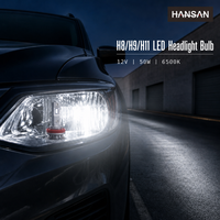 Ampoules de phares LED pour voiture HANSAN H8 H9 H11, 12V 50W 6500K 10000lm, quatre tubes en cuivre, remplacement, nouvelle compatibilité universelle