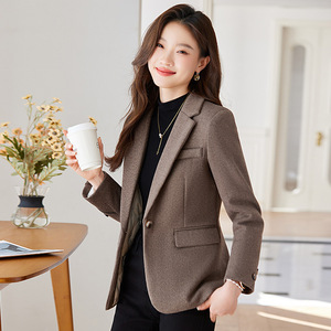 Women's Wool Blazer Houndstooth Pattern Down-filled Autumn Winter Coat Simple Petite Fashionable Retro Style - Product Image 3