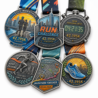 Médaille de marathon personnalisée en alliage de zinc 3D 42.195K, médaille de finisseur de course 2025, médaille de course urbaine, médaille de sport en métal avec ruban