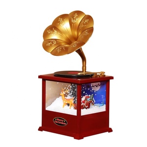 Tourne-disque antique de phonographe en forme de père Noël rétro classique avec <span class=keywords><strong>neige</strong></span> LED pour produit de gros de Noël dans une boîte de Noël festive - Product Image 1