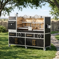 Barbecue argentin Santa Maria pour jardin, four à charbon et feu de bois, en briques, réglable, pour usage extérieur, avec grille de cuisson multifonction, style Gaucho