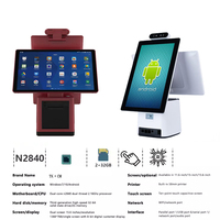 Mesin POS layar ganda 15.6 inci dapat diputar, Printer kode QR fitur kode QR Windows/Android putih/merah