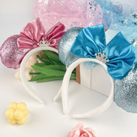 Serre-tête Oreilles de Souris DAMAI Bleu, Serre-tête Princesse à Paillettes, Oreilles de Souris pour Fête de Noël, Accessoires de Costumes de Cosplay