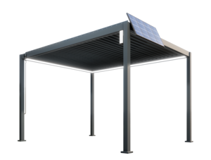 Venta al por mayor todas las estaciones pabellón impermeable Louvre personalizado al aire libre panel <span class=keywords><strong>solar</strong></span> fotovoltaico pérgola de aluminio pérgola F - Product Image 6
