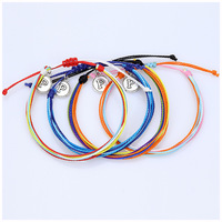 Corde enduite de cire imperméable à l'eau personnalisée faite à la main réglable à la mode été plage surf cordon tissé tressé corde chaîne Bracelet cheville