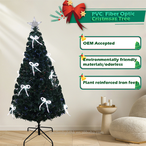 Árbol de Navidad Artificial de Fibra Óptica Preiluminado de 1.5 m con Estrella en la Punta, Luces LED de Mariposa, Decoración Interior Ecológica de Alta Calidad - Product Image 6