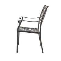 Ensemble de chaises de jardin modernes noires avec parasol, table rectangulaire en aluminium moulé pour 6 personnes avec trou pour parasol, idéal pour les restaurants