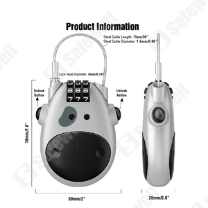 2025 nóng bán xách tay có thể thu vào cáp khóa/du lịch an ninh dây thép khóa cho hành lý Ba lô - Product Image 6