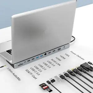 USB C HD-MI адаптер для ноутбука док-станция 13 в 1 тройной дисплей многопортовый ключ