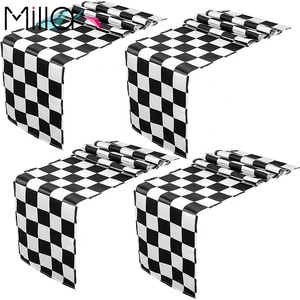 Khăn Trải Bàn Vải Sa Tanh Kẻ Sọc Màu Đen Và Trắng - Product Image 5