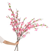 Buket Bunga Artifisial Dekoratif Terinspirasi Zen, Bunga Sakura Putih, Cabang Bunga Persik, untuk Dekorasi Lantai, Pernikahan, dan Rumah