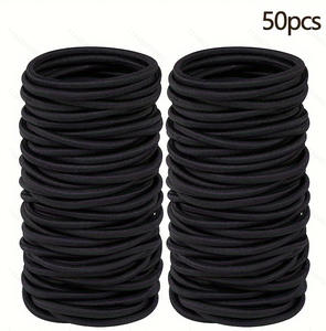 50 Stuks 4Mm Zwarte Paardenstaart Houder Elastische Haarbanden Scrunchies Voor Vrouwen Mannen Meisje Dame Haarband Competities Hoofdband Accessoire - Product Image 5