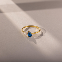 Bague personnalisable Toi et Moi avec pierre de naissance, plaqué or 18 carats PVD, sans ternissement, en acier inoxydable de haute qualité, bijoux