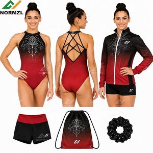 Ensemble d'échauffement de gymnastique tout-en-un, <span class=keywords><strong>justaucorps</strong></span> de gymnastique de compétition orné de strass, vêtements de gymnastique, short d'entraînement, sac de transport - Product Image 3