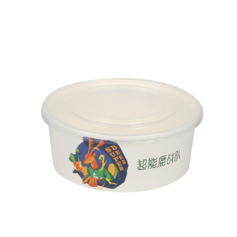 Custom size logo disposable food kraft paper bowl salad bowl Pe coated with lidPopular