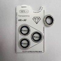 Protecteur d'objectif de caméra 9H 3D Diamond Glitter pour iPhone 17 16 15 14 13 12 11 Pro Max Film d'objectif de caméra en verre trempé avec carte