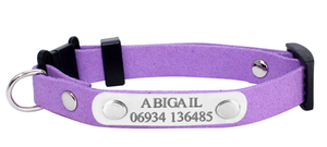 <span class=keywords><strong>Collar</strong></span> de poliéster suave para gatos domésticos con patrón sólido y etiqueta de nombre de acero inoxidable - Product Image 2