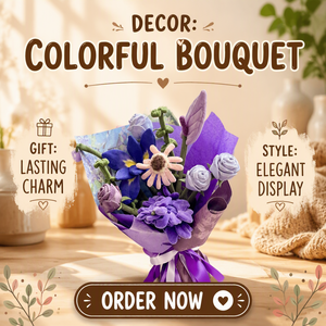 Ramos de Flores de Peluche Hechos a Mano al por Mayor - Regalos de Flores Moradas Suaves para el Día de la Madre y Decoración de Escritorio para Graduación - Product Image 1
