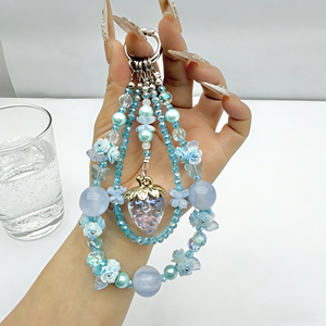 Chaîne de téléphone en cristal exquis, style multi-perles, bracelet en perles - Product Image 2