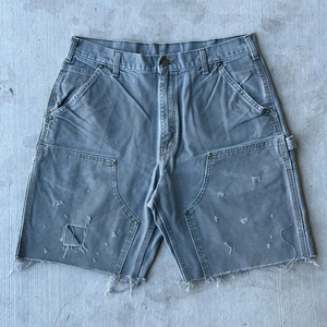 Pantalones Cortos Cargo de Lona de Pato Desgastada con Doble Rodilla LARSUR Personalizados de Fábrica, Estilo Carpenter, Holgados, para Skate, Jorts - Product Image 1