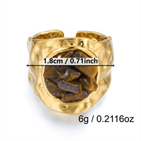 CUMAI Anneaux ouverts en acier inoxydable plaqué or 18 carats, motif goutte d'eau fumée, pour femmes, bijoux vintage tendance, cadeau, étanche, réglable