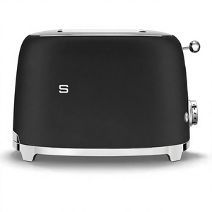 Grille-pain 2 tranches en plastique avec 6 préréglages, fonction de décongélation, bac à miettes amovible, style rétro, <span class=keywords><strong>noir</strong></span> mat - Product Image 1
