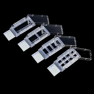 Cell Culture Slides Single Well Double Well 4 Well 8 Well High Transparency Glass Chambers <b>Microscope</b> Use - Product Image 4