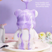 Sculpture en résine d'ours vierge pour peinture fluide et conception personnalisée, jouet artistique DIY sur toile |   Figurine de décoration d'intérieur minimaliste moderne