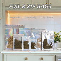 Vente en gros personnalisable vente directe zip-lock poly sac holographique refermable avec fermeture éclair CPP dans un emballage en stock