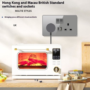 Hong Kong Macao 13A Enchufe de pared estándar británico Comercio exterior Transfronterizo USB Carga rápida Tipo-C Panel gris de vidrio Máx. 250V - Product Image 4