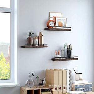 Wooden <b>wall</b>-<b>mounted</b> <b>shelf</b>, single-<b>shelf</b>, book and magazine storage rack, <b>wall</b>-<b>mounted</b> decoration for succulent plants. - Product Image 3
