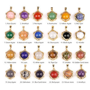 Grosir kalung bola Amethyst alami liontin Hexagram tembaga bola Quartz mawar batu penyembuh kristal untuk hadiah DIY - Product Image 1