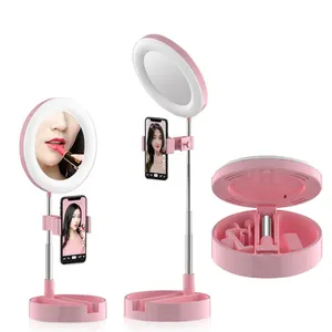 Portatile Led Mini Selfie Ring Light pieghevole USB 6 pollici Round Ring Light Mirror per Video Live Streaming Makeup