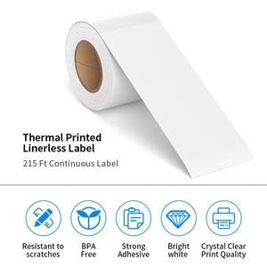 White Self-adhesive Paper Label Sticker Roll 40mm Direct Thermal Label Without Liner Environment Friendly Supermarket Label - Product Image 3