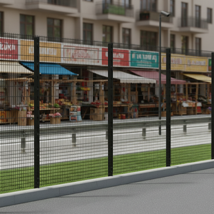 Valla Comercial de Acero con Recubrimiento en Polvo de Fácil Montaje 868 con Paneles de Enrejado para Banco Central y Distrito Financiero - Product Image 1