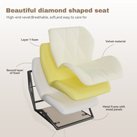 Chaise de bureau ergonomique moderne en velours, matelassée losanges, imperméable, réglable en hauteur, pivotante, confortable, avec structure en fer