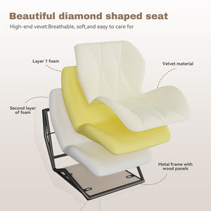 Chaise de bureau ergonomique moderne en velours, matelassée en diamant, imperméable, réglable en hauteur, pivotante, capacité de charge élevée, pour le bureau à domicile - Product Image 5